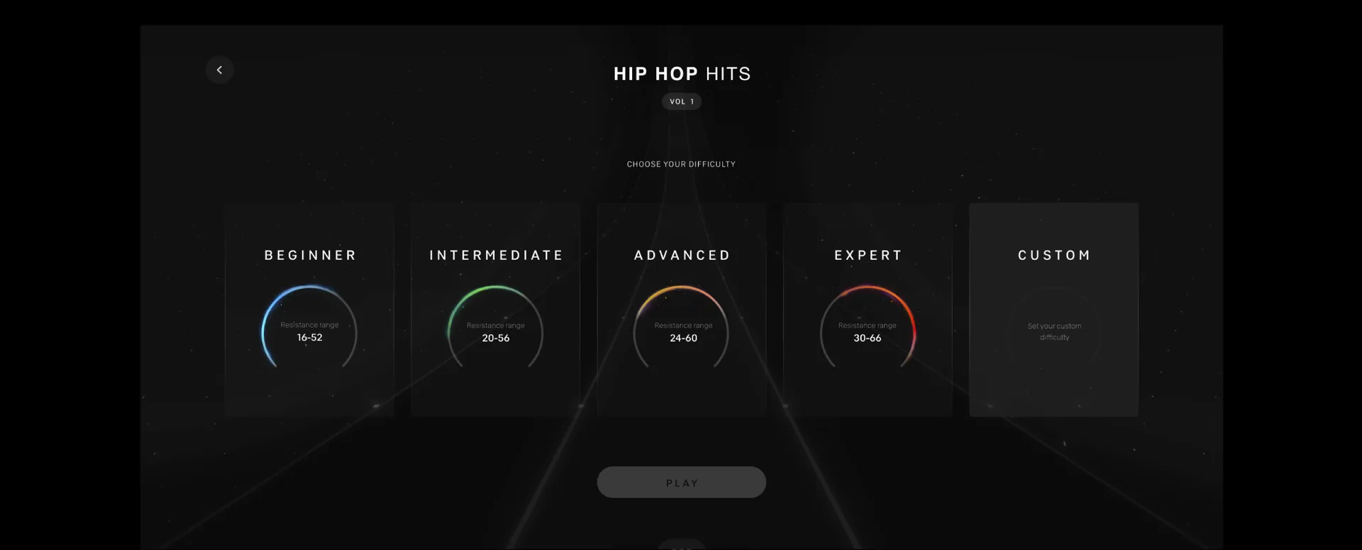 Choose Your Difficulty screen with Beginner, Intermediate, Advanced, Expert, and Custom dials.